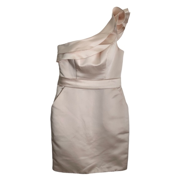 🌞 Bari Jay Dress - Formal Gown - Size 8 - Cream One Shoulder - Picture 1 of 6